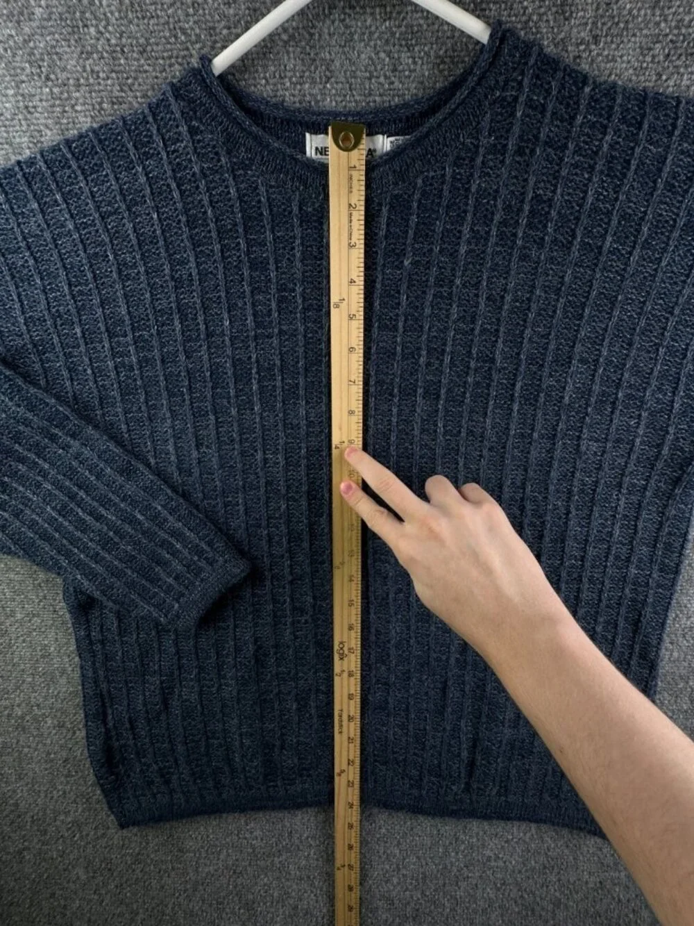 VTG New Era USA Made Knit Sweater XL Blue Pullover Crew Neck Acrylic Adult Rare